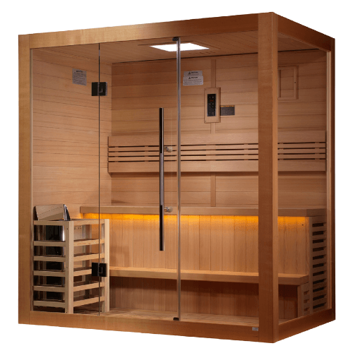 Right side view of the Golden Designs Forssa Edition 3-Person Traditional Sauna