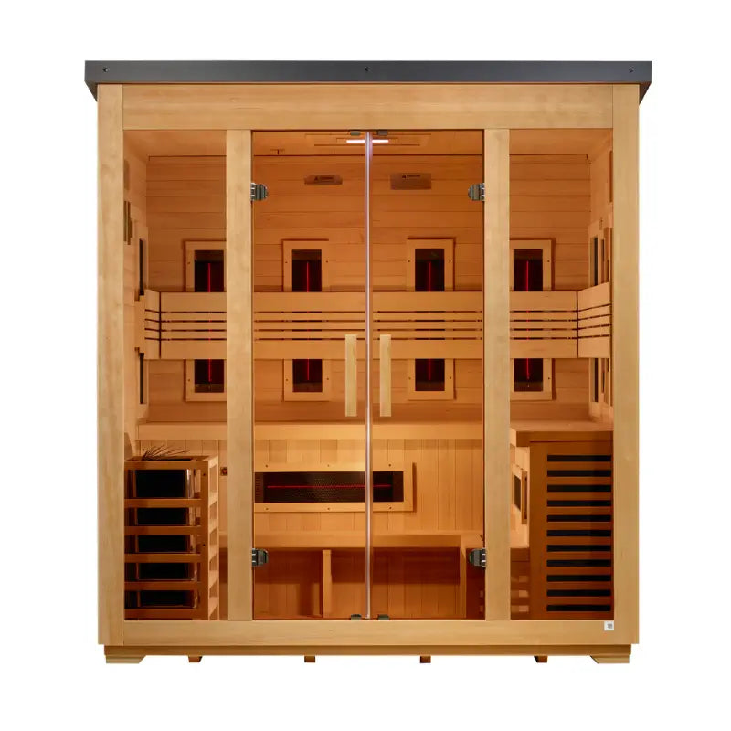 Golden Designs Gargellen GDI-8025-01 5-Person Hybrid Full Spectrum Infrared & Traditional Outdoor Sauna