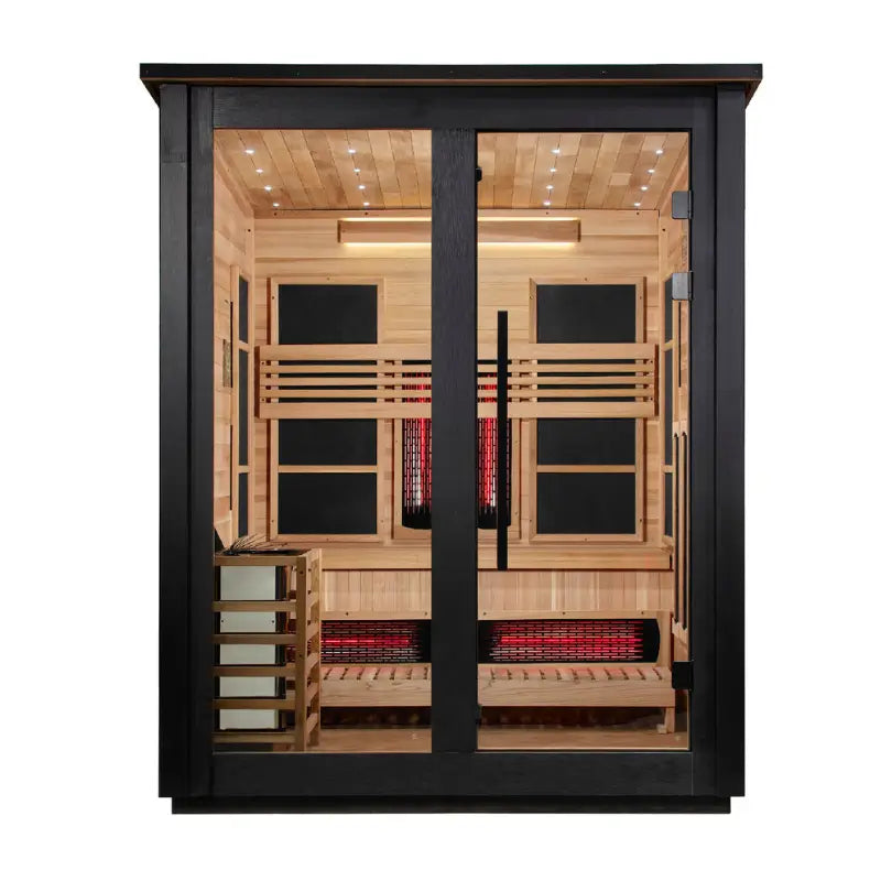 Golden Designs Loviisa GDI-8523-03 3-Person Outdoor Hybrid Full Spectrum Infrared & Traditional Sauna