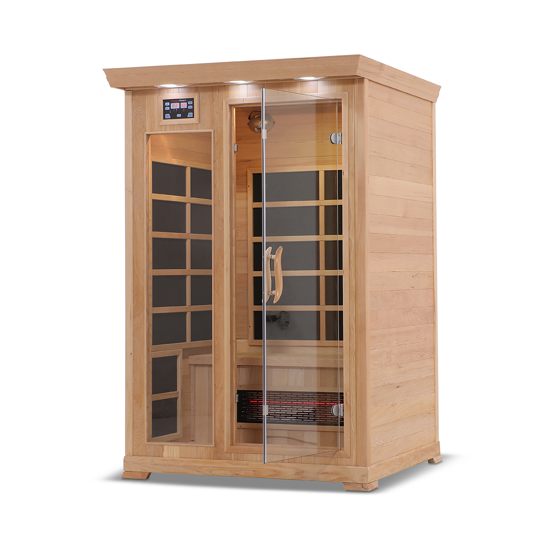 Healthsmart 2 Person Full Spectrum Infrared Sauna Cedar Open Door Left View