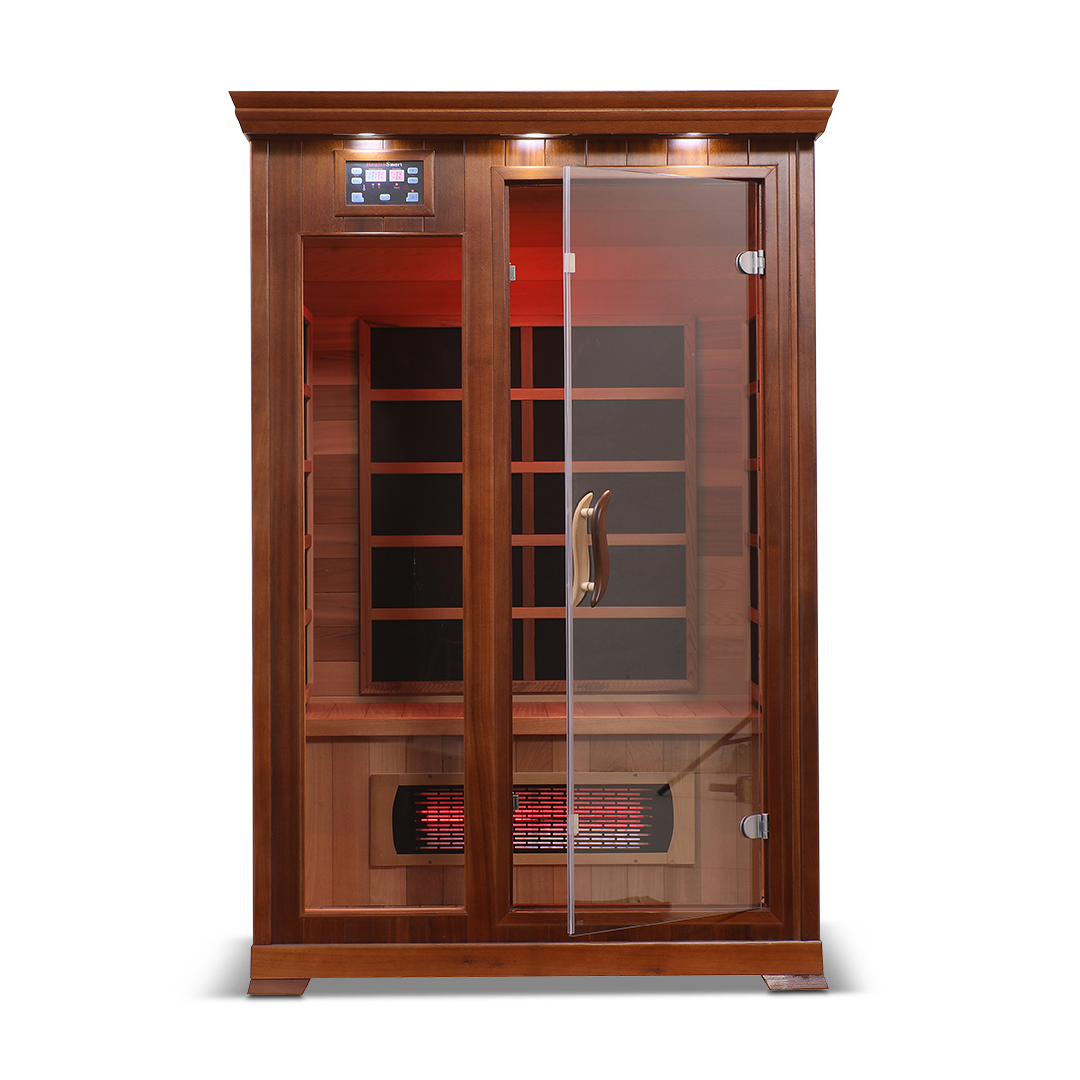 Healthsmart 2 Person Full Spectrum Infrared Sauna Hemlock Open Door Front View