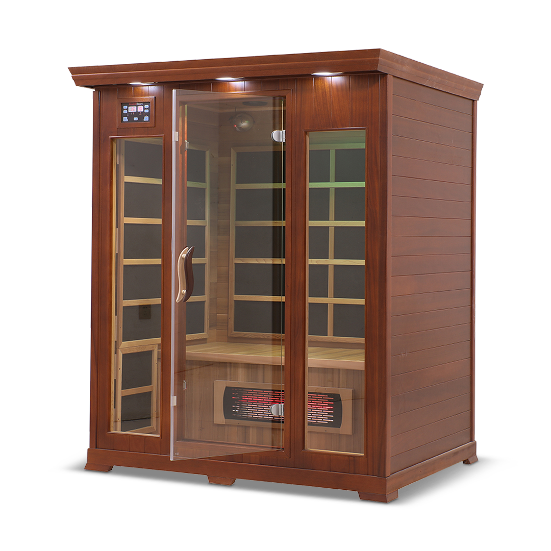 Healthsmart 3 Person Full Spectrum Infrared Sauna Open Door Hemlock Left View