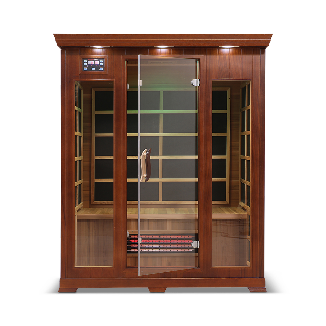 Healthsmart 3 Person Full Spectrum Infrared Sauna Hemlock Open Door Front View