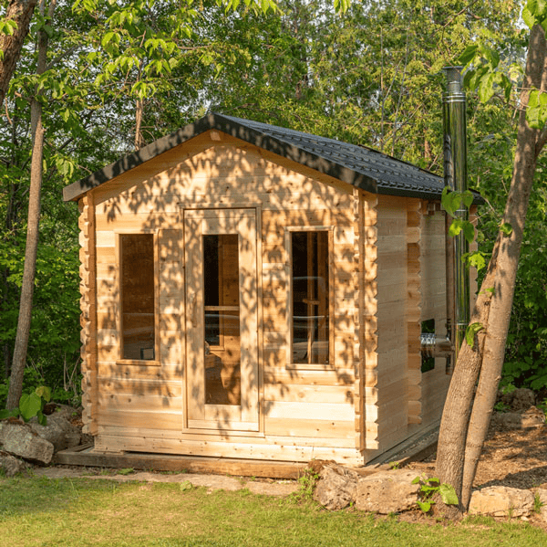 Front view of the Georgian Cabin Sauna with Changing Room