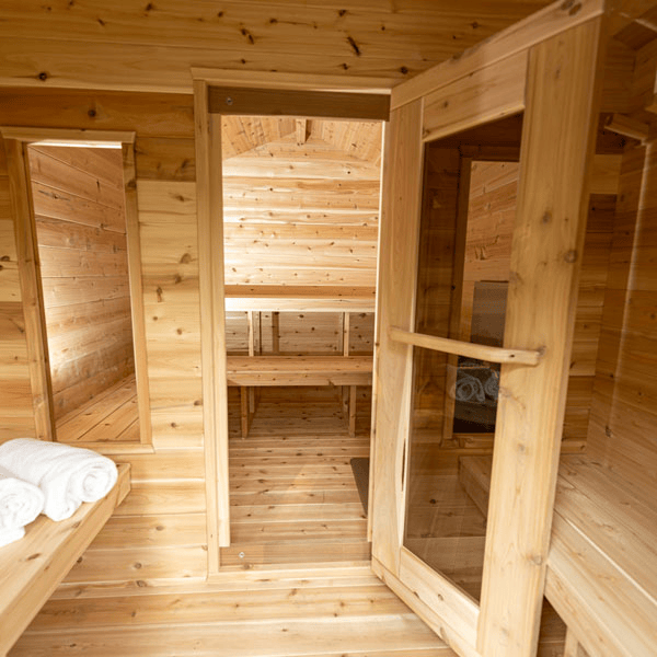 View of the Georgian Cabin Sauna with Changing Room and main room