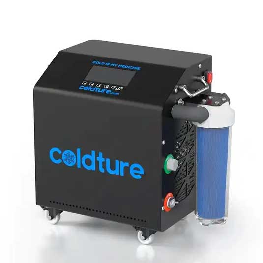 Front view of a Coldture chiller showcasing its fittings and design features.