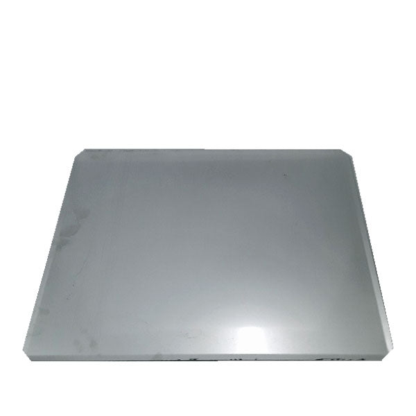 Front view of a flat floor plate, showing its smooth, even surface and shape.