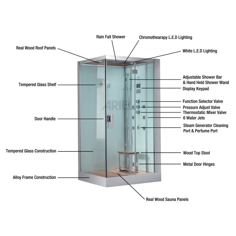 Luxury Bath Supply Platinum 2 Person Walk-In Steam Shower DZ959 | Empire Saunas