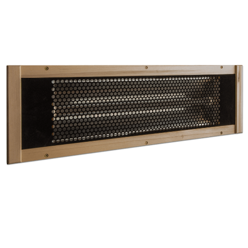 Close-up of the heater and ambient lighting in the Golden Designs Maxxus Alpine Dual Tech Low EMF Sauna