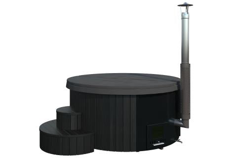SaunaLife Soak-Series 6-Person Black Wood Fired Hot Tub SL-MODELS4B | Empire Saunas
