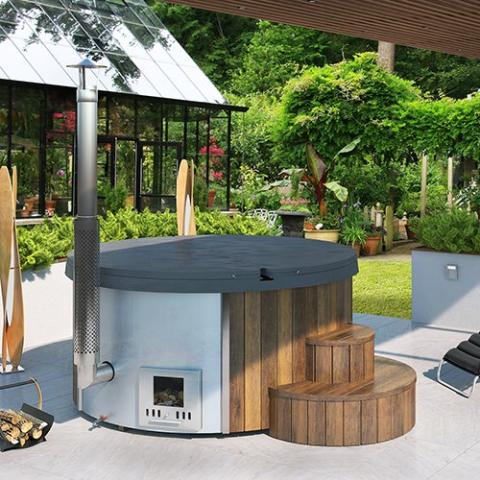 SaunaLife Soak-Series 6-Person Natural Wood Fired Hot Tub SL-MODELS4N | Empire Saunas