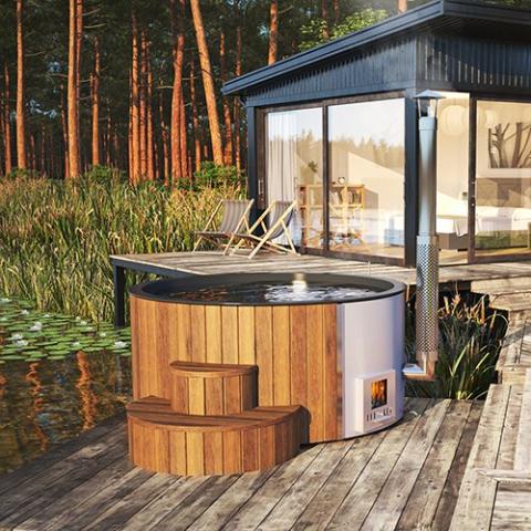 SaunaLife Soak-Series 6-Person Natural Wood Fired Hot Tub SL-MODELS4N | Empire Saunas