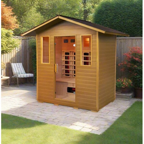 Sunray Cayenne 4-Person Outdoor Infrared Cabin | Empire Saunas
