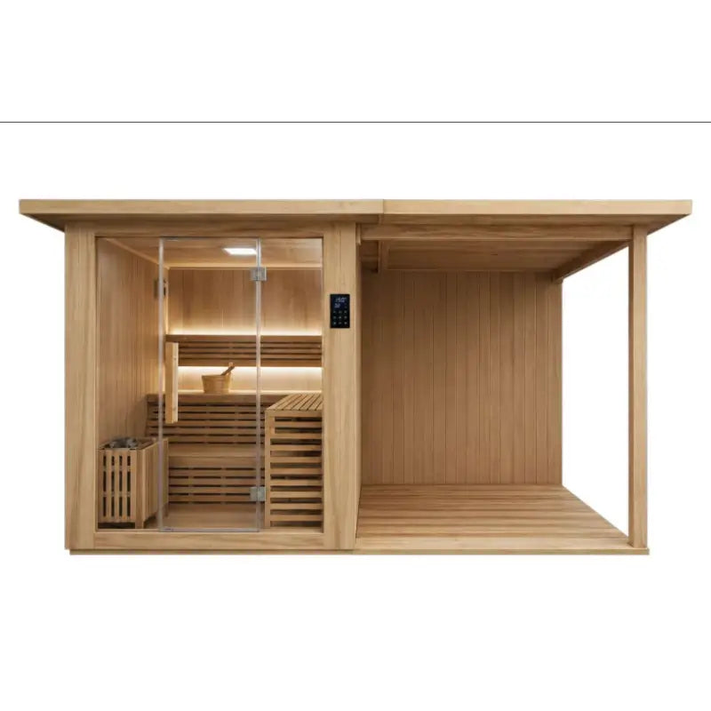 Revive 4 Person Traditional Sauna With Covered Deck Extension