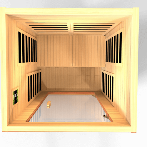 Top angle inside view of the Golden Designs Dynamic Avila Elite Ultra Low EMF sauna