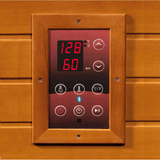 Close-up view of the control panel in the Golden Designs Dynamic Cordoba Full Spectrum sauna