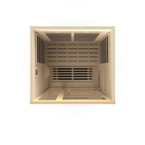 Top angle interior view of the Golden Designs Dynamic Llumeneres Ultra Low EMF sauna