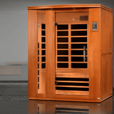 A lifestyle view of the Golden Designs Dynamic Lugano Ultra Low EMF sauna