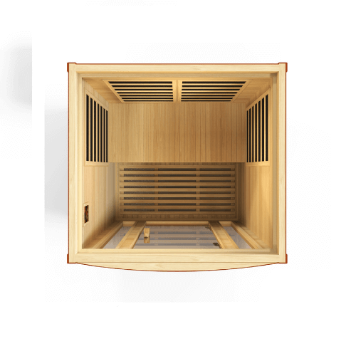 Top angle view of the interior of the Golden Designs Dynamic San Marino Low EMF Infrared Sauna