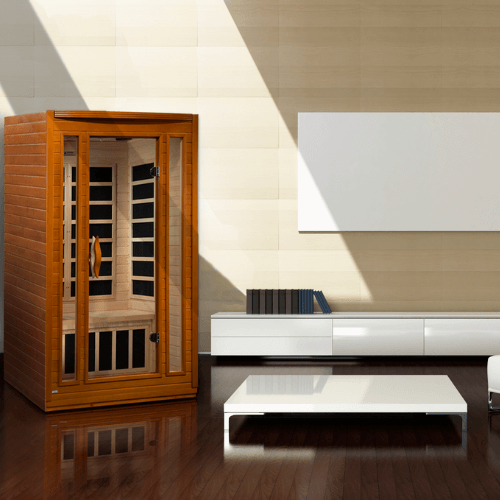 Lifestyle view of the Golden Designs Dynamic San Marino Elite Ultra Low EMF sauna