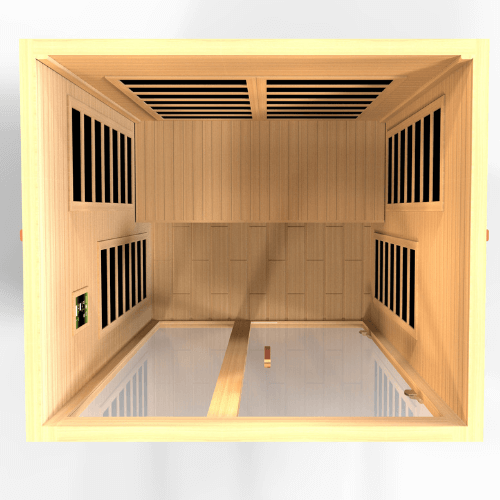 Top angle inside view of the Golden Designs Dynamic Santiago Elite Ultra Low EMF sauna