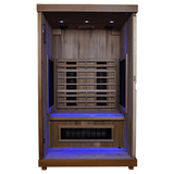 Finnmark Fd-2  Full-Spectrum Infrared Sauna Inside Front View with Blue Light