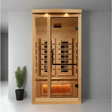 Lifestyle view of the Golden Designs 1-2 Person Full Spectrum Infrared Sauna