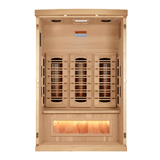 Interior view of the Golden Designs 2-Person Full Spectrum Infrared Sauna