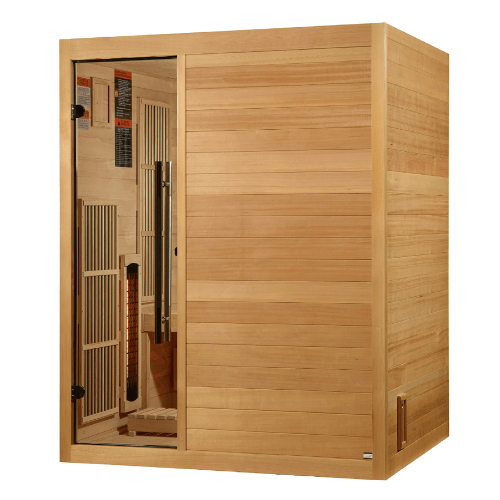 Right side view of the Golden Designs 2025 Soria 3-Person Hybrid Sauna