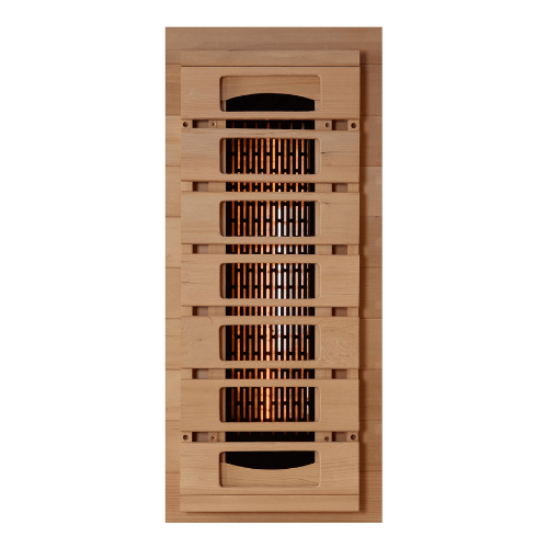 Close-up view of the heater in the Golden Designs Full Spectrum Infrared Sauna