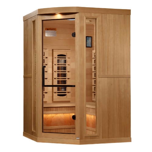 Right side view of the Golden Designs 3-Person Full Spectrum Corner Infrared Sauna