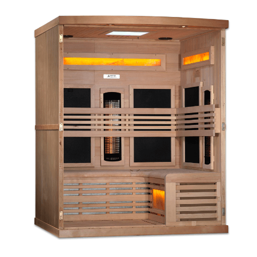 Interior view of the Golden Designs 3-Person Full Spectrum Sauna