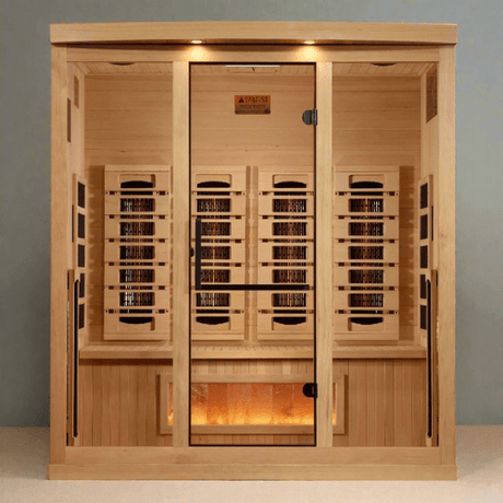 Lifestyle view of the Golden Designs 4-Person Full Spectrum Infrared Sauna