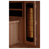 Side view of the heater in the Golden Designs 4-Person Full Spectrum Infrared Sauna