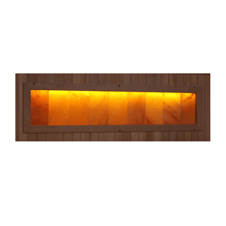 Close-up view of the Himalayan salt bar in the Golden Designs Full Spectrum Sauna