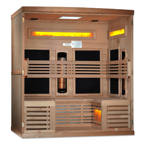 Interior view of the Golden Designs 6-Person Full Spectrum Sauna GDI-8260-01