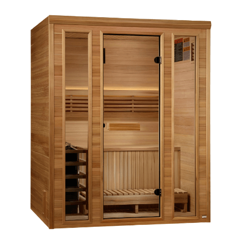 Left side view of the Golden Designs Andermatt 3-Person Traditional Steam Sauna