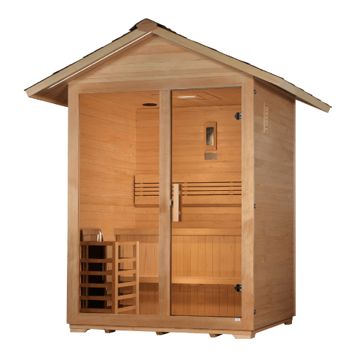 Right side view of the Golden Designs Arlberg 3-Person Traditional Outdoor Sauna