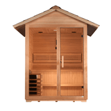 Front view of the Golden Designs Arlberg 3-Person Traditional Outdoor Sauna