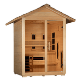 Left side view of the Golden Designs Carinthia 3-Person Hybrid Outdoor Sauna