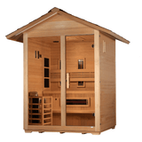 Right side view of the Golden Designs Carinthia 3-Person Hybrid Outdoor Sauna