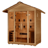 Right side view of the Golden Designs Gargellen 5-Person Hybrid Outdoor Sauna