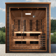 Lifestyle view of the Golden Designs Karlstad 6-Person Hybrid Outdoor Sauna