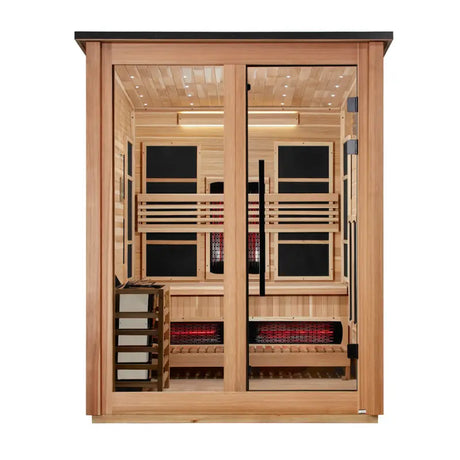 Golden Designs Loviisa GDI-8523-02 3-Person Outdoor Hybrid Full Spectrum Infrared & Traditional Sauna