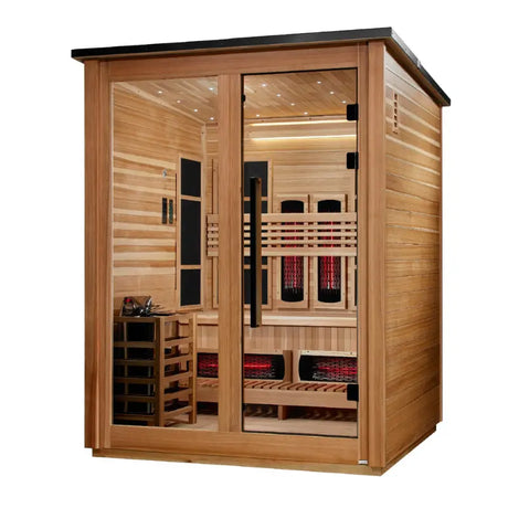 Golden Designs Loviisa GDI-8523-02 3-Person Outdoor Hybrid Full Spectrum Infrared & Traditional Sauna