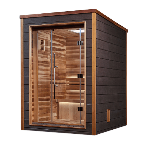 Right side view of the Golden Designs Narvik 2-Person Traditional Outdoor Sauna