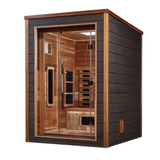 Right side view of the Golden Designs Nora 2-Person Hybrid Outdoor Sauna