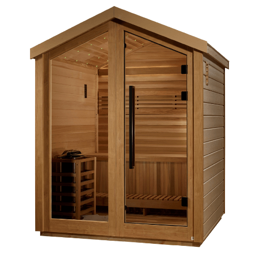 Right side view of the Golden Designs Savonlinna 3-Person Traditional Outdoor Sauna