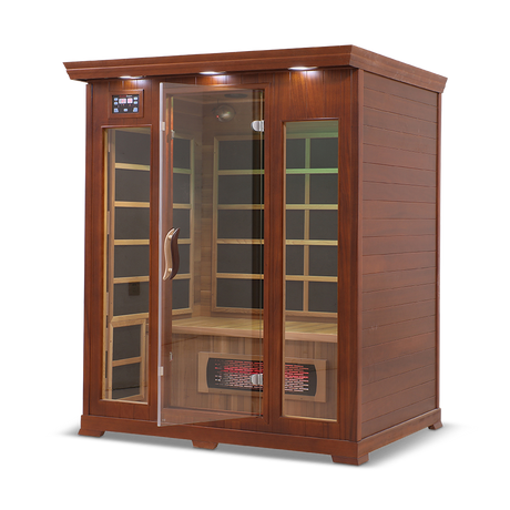 Healthsmart 3 Person Full Spectrum Infrared Sauna Open Door Hemlock Left View
