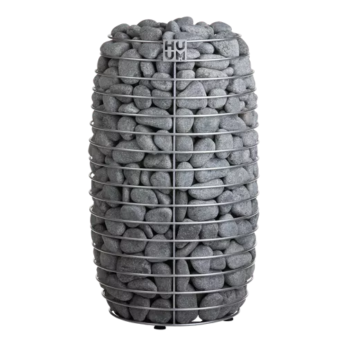 Huum Hive  Mini sauna heater model HIVE Mini , featuring rocks on top for a traditional sauna look and enhanced heating.